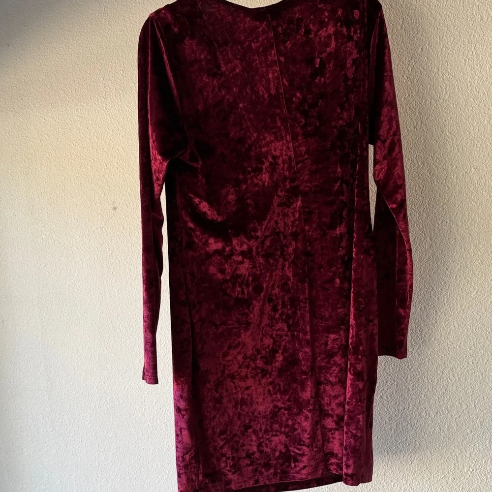 Forever 21 Deep Red Velvet Long Sleeve Dress - Picture 3 of 3